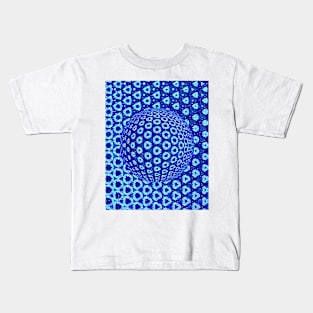 shades of light and dark blue mosaic over sphere Kids T-Shirt